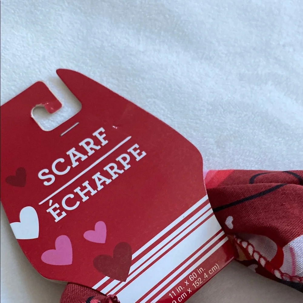 Red Heart Pattern Scarf‎ RED SCARF ECHARPE 60 IN X 11 IN.